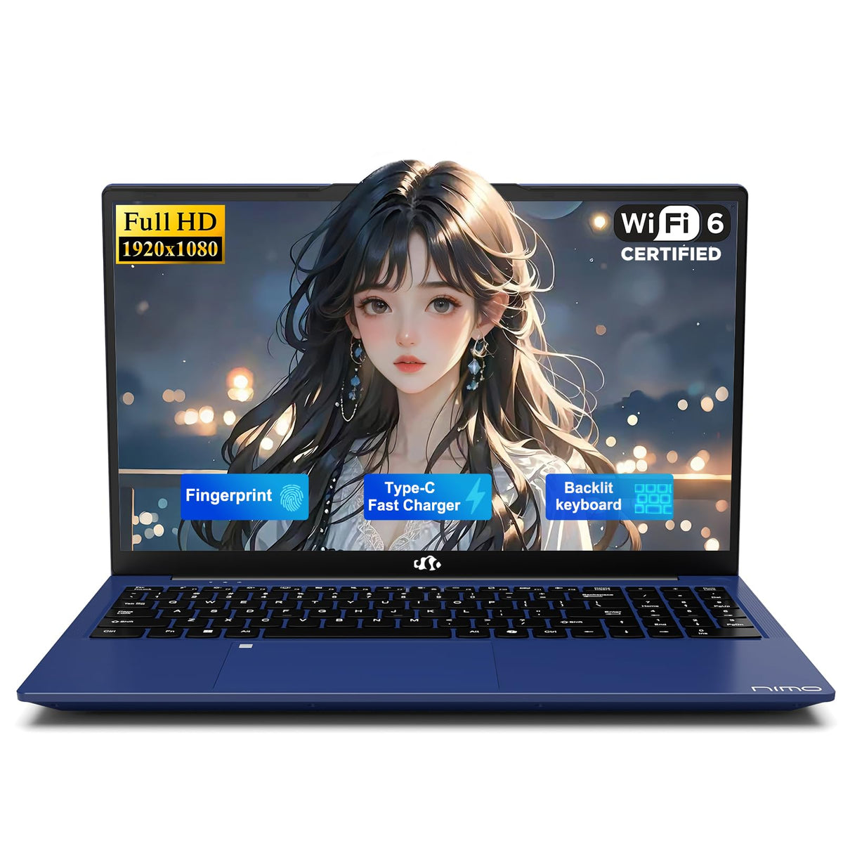 15.6" FHD Laptop 8GB RAM 256GB SSD Backlit Keyboard Fingerprint N607