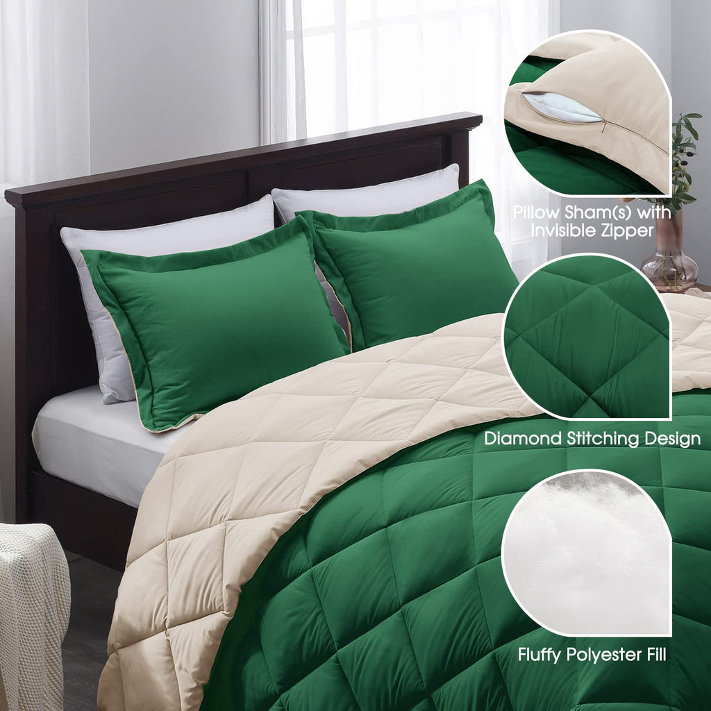 Forest Green King Size Reversible Down Alternative Comforter Set P13460