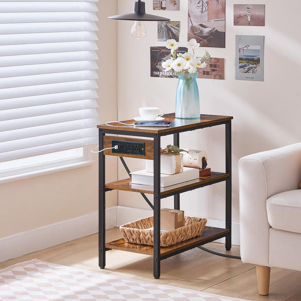 Charging Station End Table with 3 Tier Storage Shelf M962677