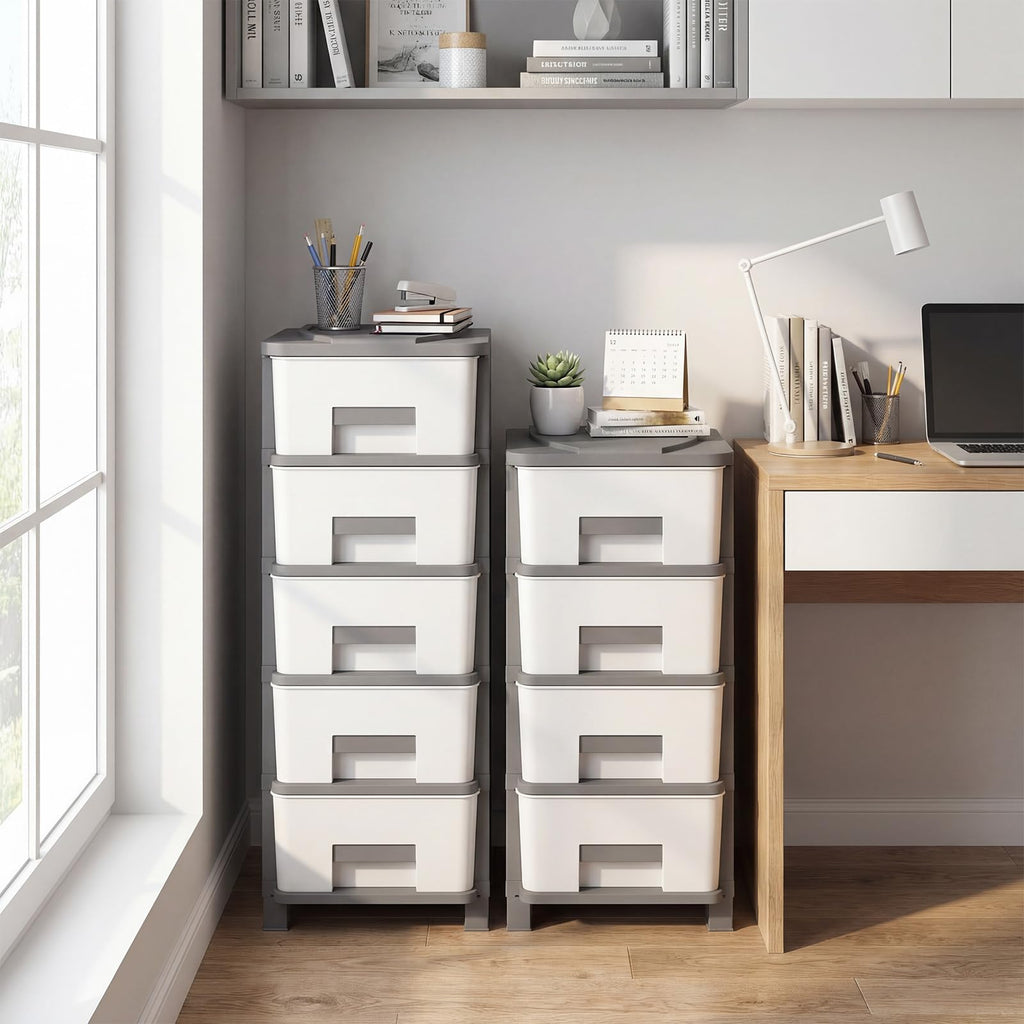 White Grey 4 Drawer Plastic Storage Tower U6084