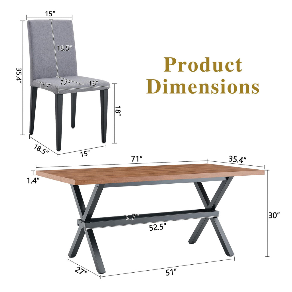 9 Piece Dining Table Set with Splicing Wood Top S77399