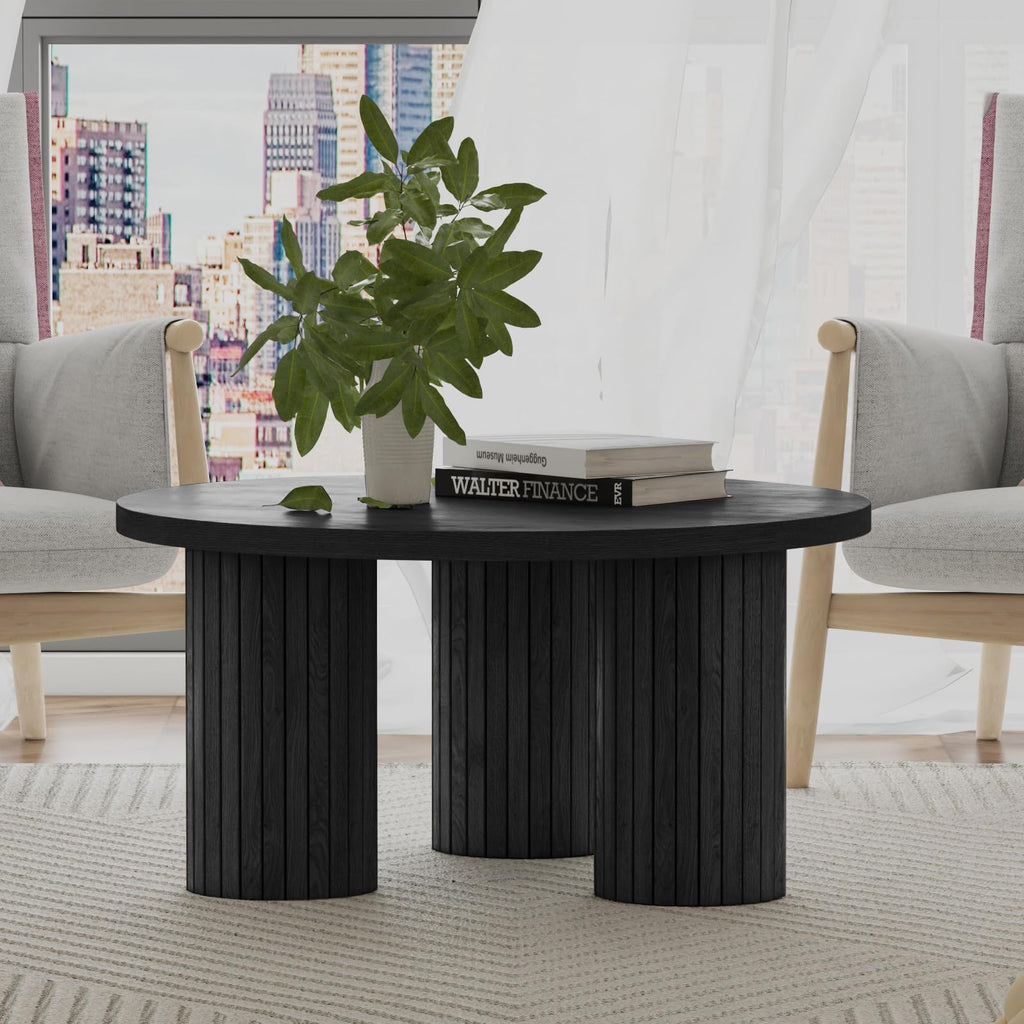 Round Wood Coffee Table with Fluted Legs N5505