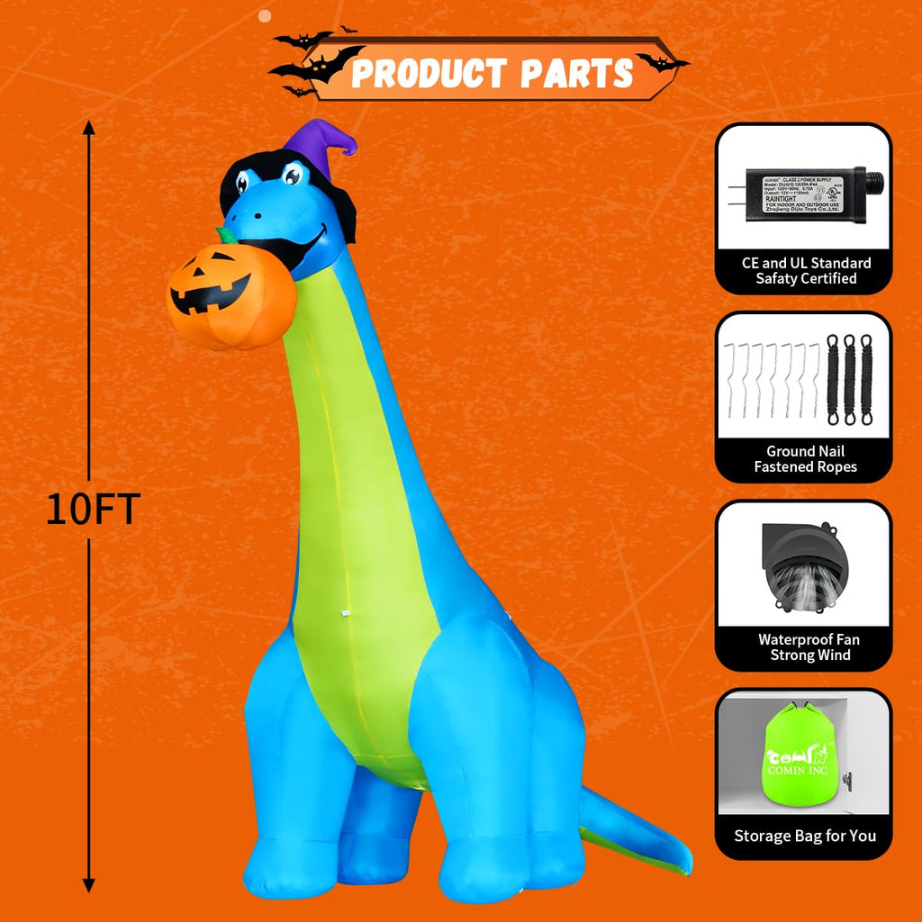 10 FT Animated Inflatable Dinosaur Pumpkin G77152