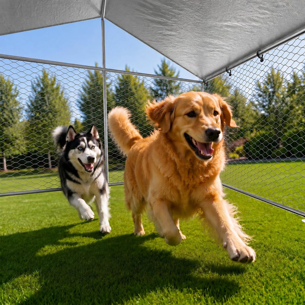 10x10 FT Outdoor Dog Kennel with Roof J152