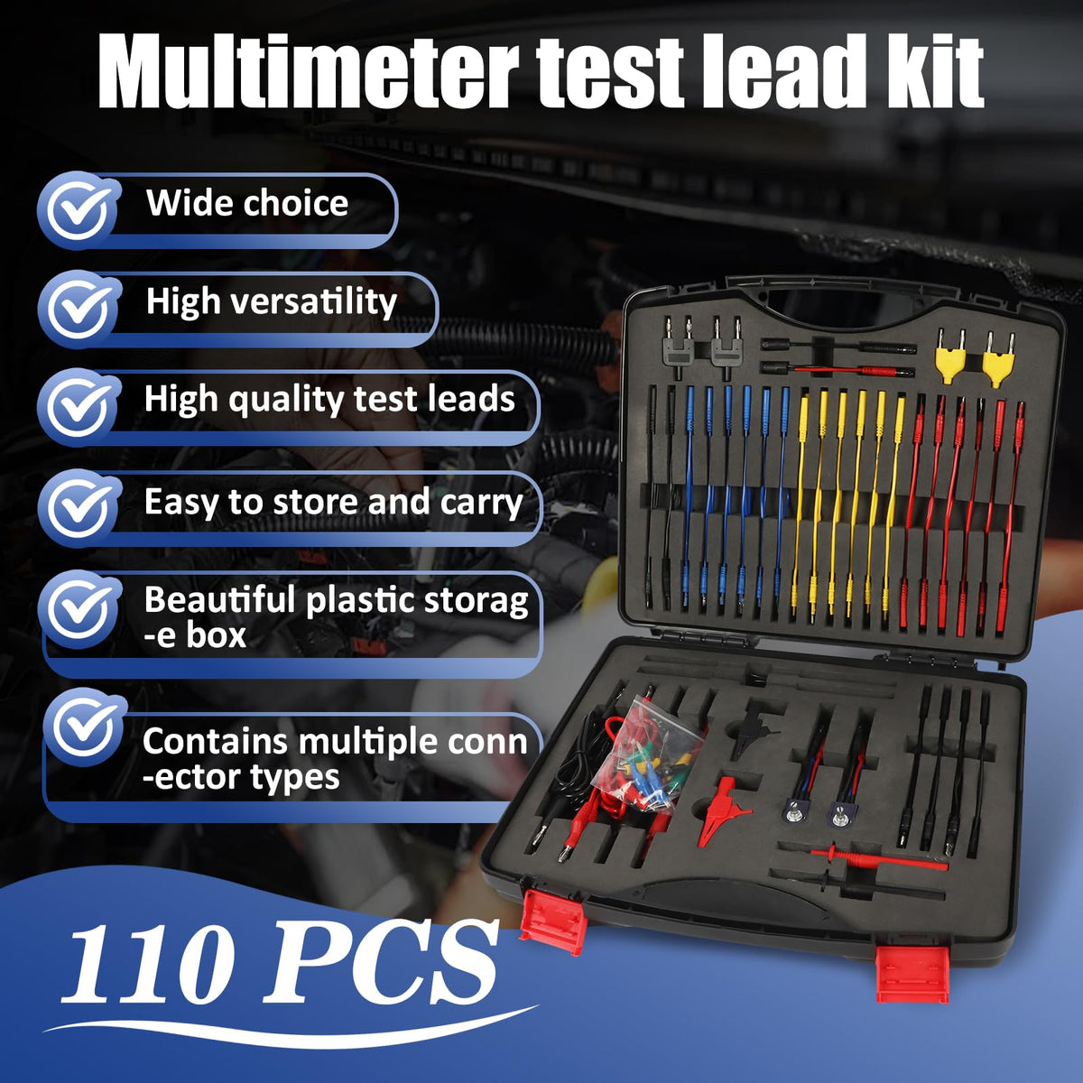 110 Pcs Automotive Circuit Test Lead Kit with Black Carrying Case L256