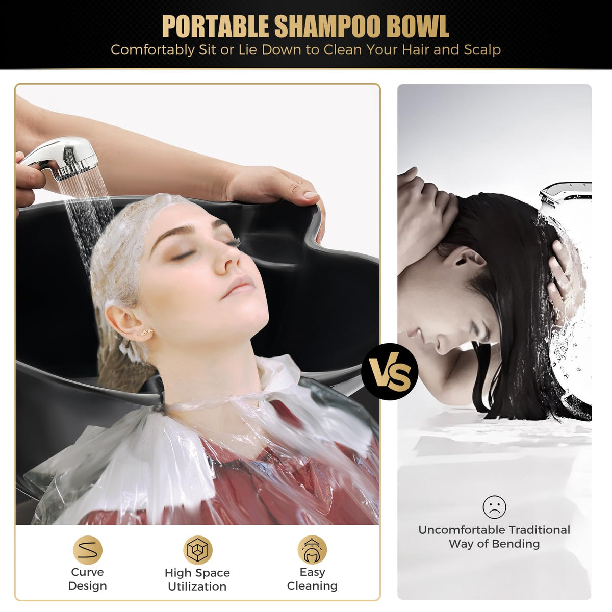 Portable Shampoo Bowl Hair Washing Sink with Electric Pump and 2 Water Tanks O3980