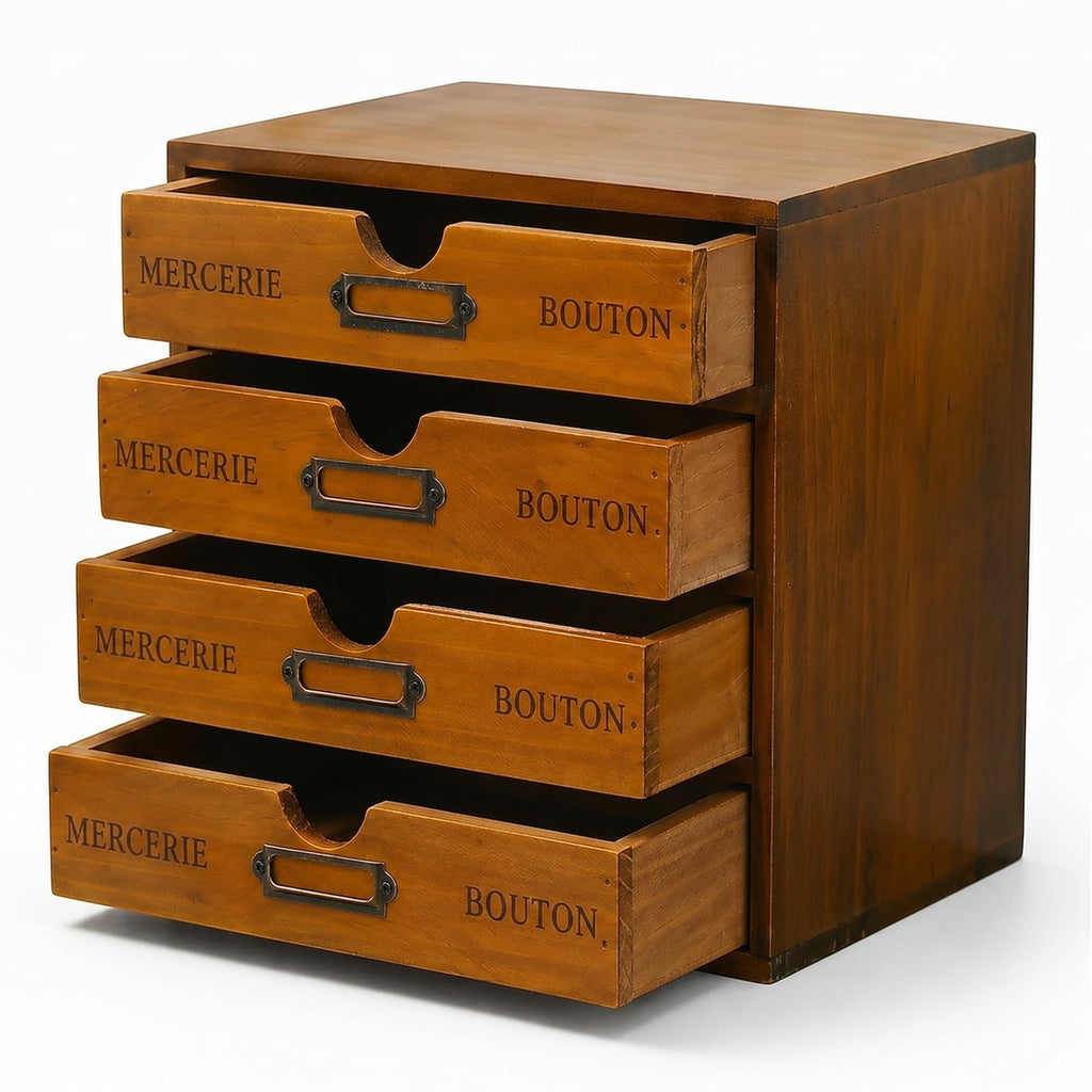 Modular Stackable 4 Drawer Wood Storage Box P746