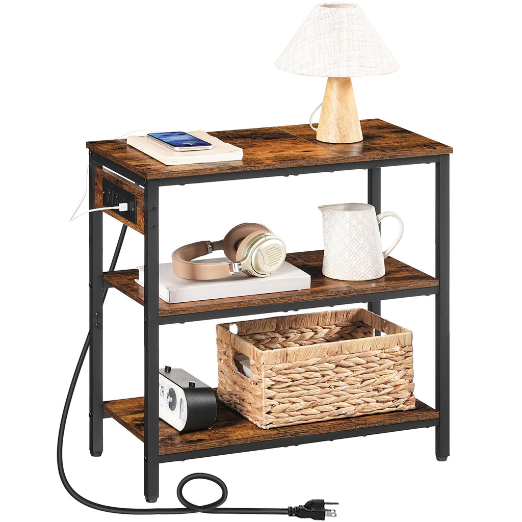 Charging Station End Table with 3 Tier Storage Shelf M962677