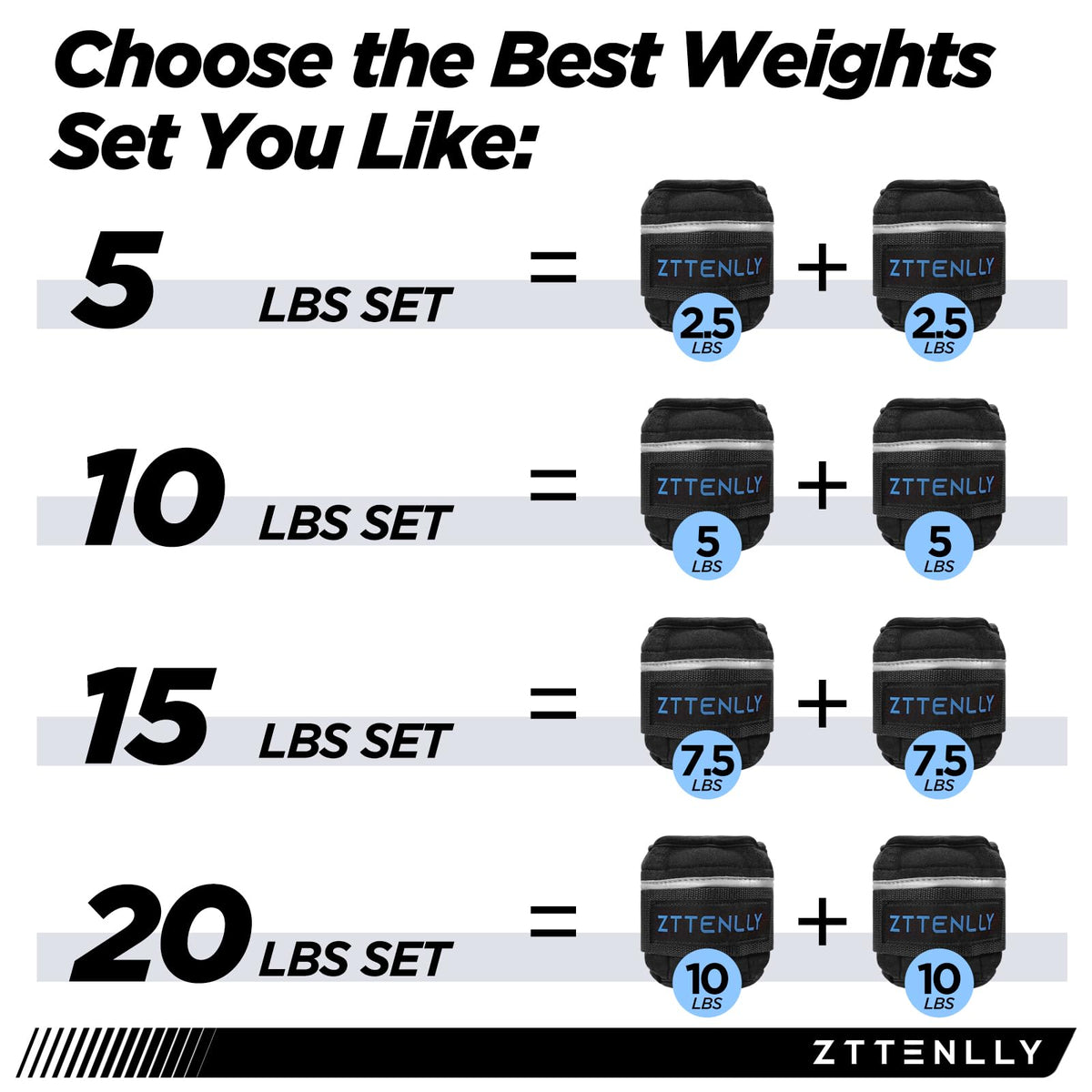 Adjustable Ankle Weights Pair with Carry Bag A642