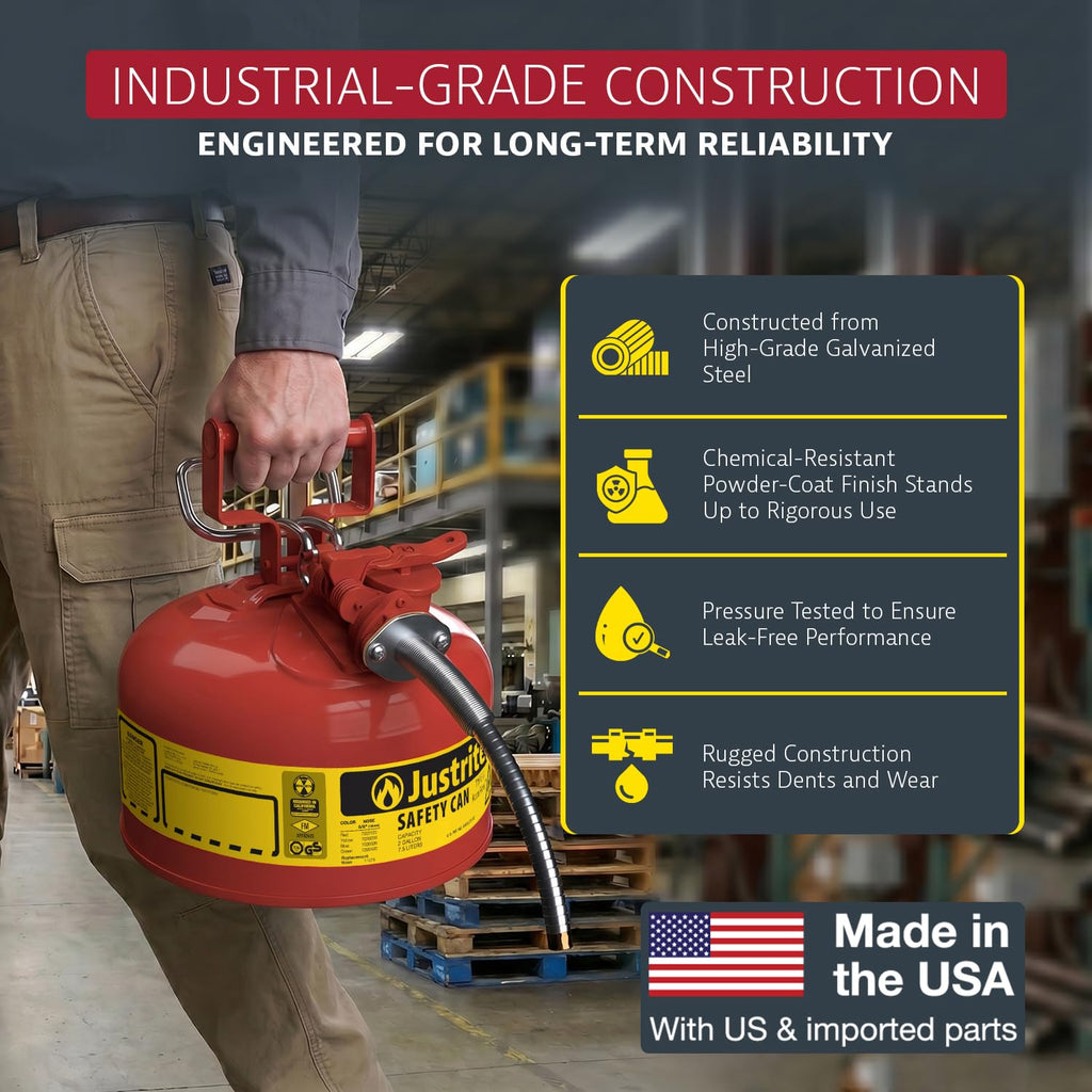 Red Galvanized Steel Gasoline Safety Can Q641