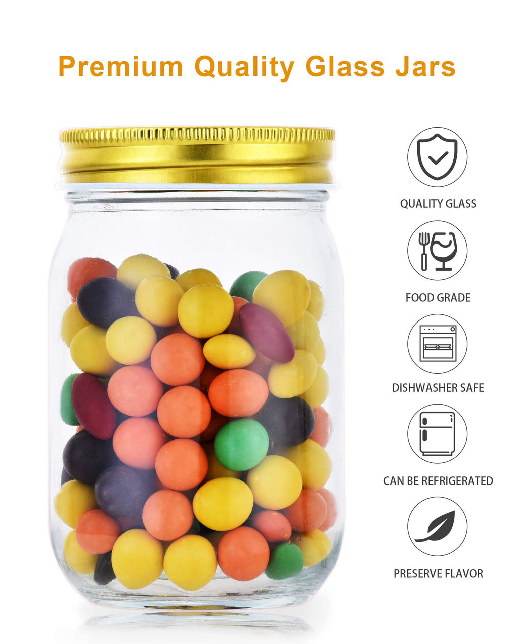 12oz Glass Mason Jars with Lids 20 Pack U285