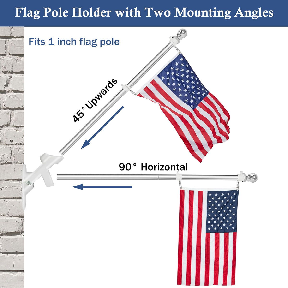 5FT Stainless Steel Wall Mounted Flag Pole Kit D50901