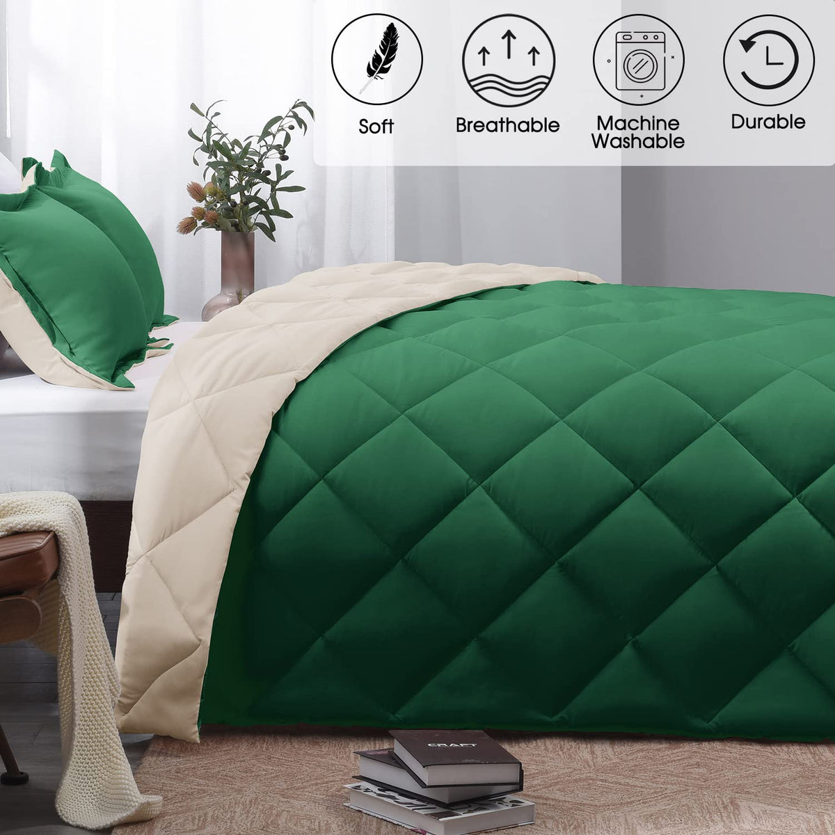 Forest Green King Size Reversible Down Alternative Comforter Set P13460