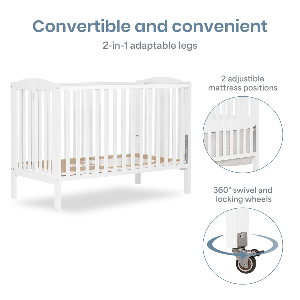 Full Size 2-in-1 Folding Baby Crib White Y612