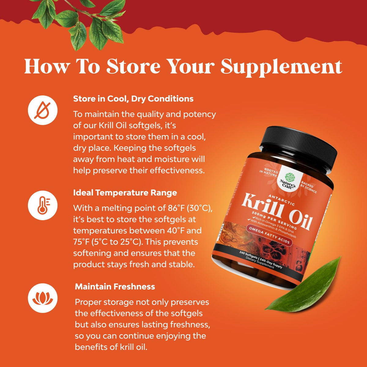 Krill Oil Softgels Omega 3 Supplement 240 Count D446841