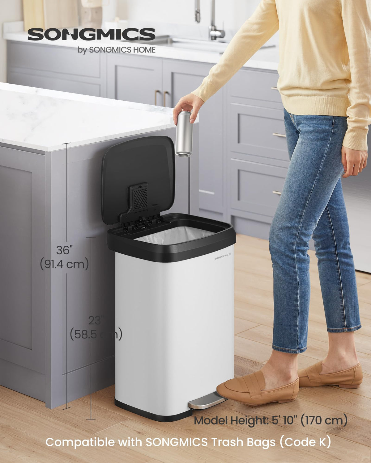 13 Gallon Stainless Steel Kitchen Trash Can N715892
