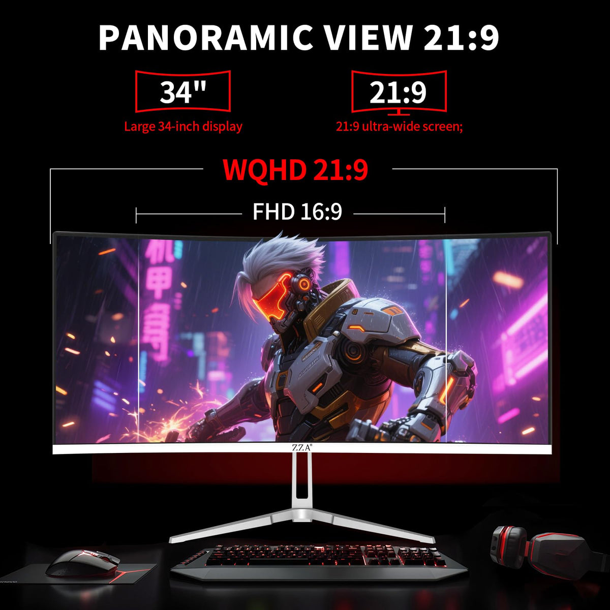 34 Inch Curved 1500R WQHD 180hz VA Gaming Monitor L358583