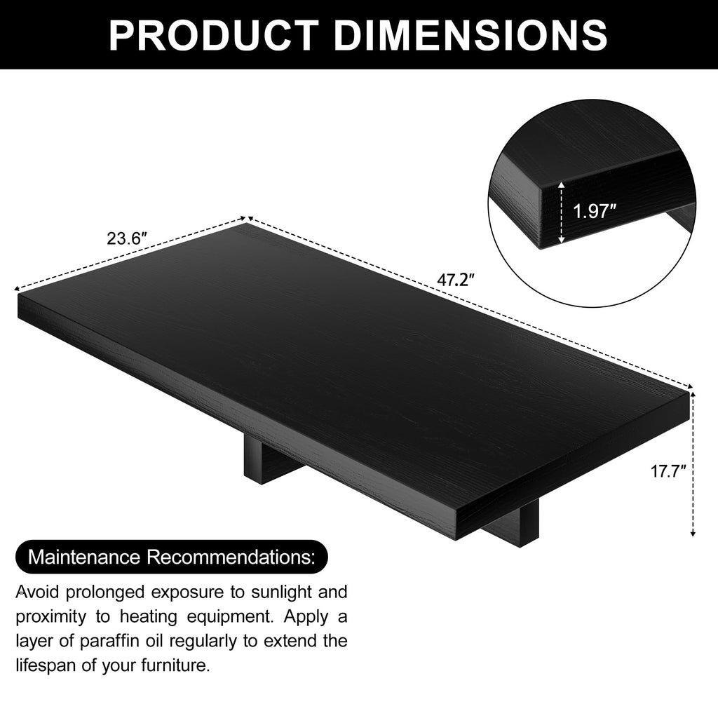 Large Square Solid Wood Natural Rustic Coffee Table I71676