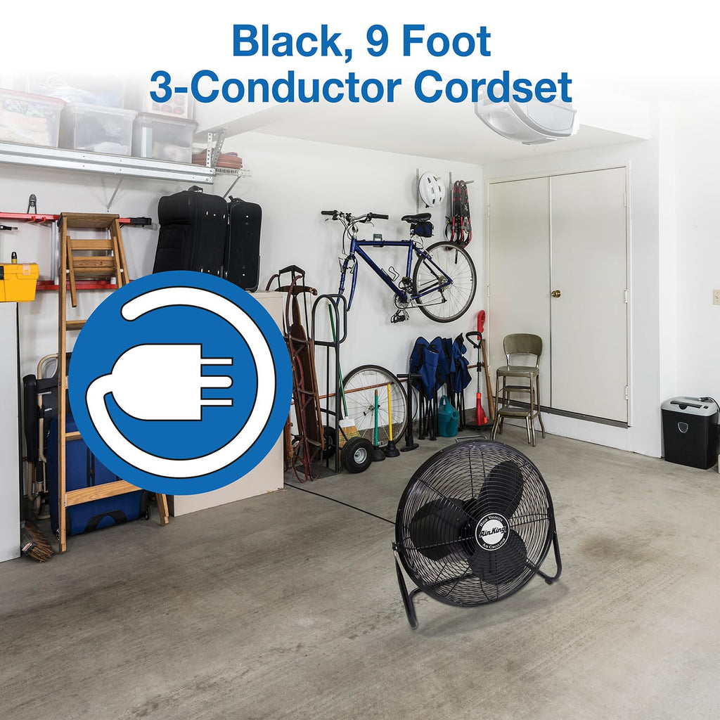 20-Inch High Velocity Pivoting Floor Fan, Black D487328