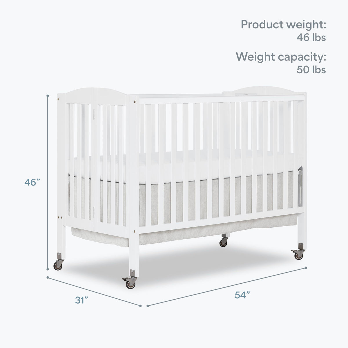 Full Size 2-in-1 Folding Baby Crib White Y612