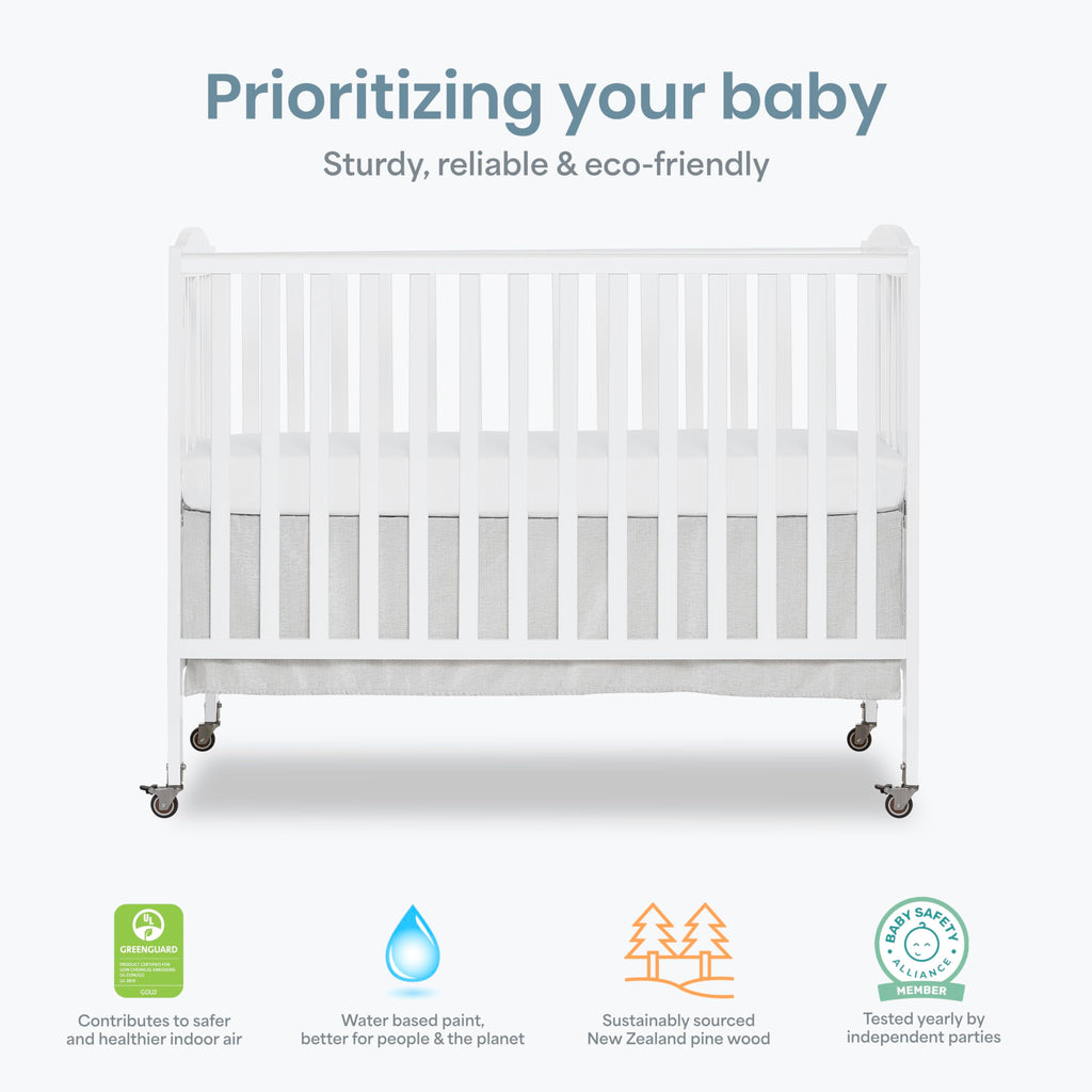Full Size 2-in-1 Folding Baby Crib White Y612
