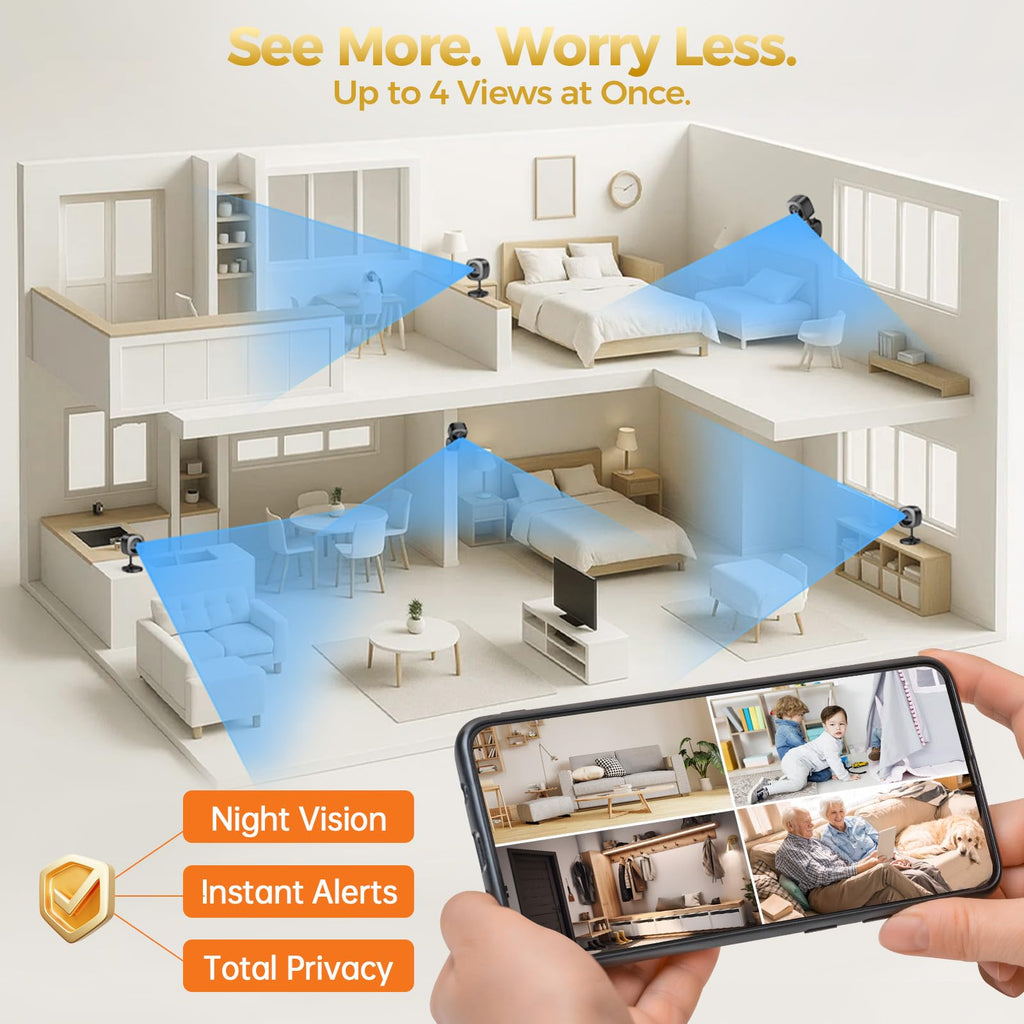2K Indoor Security Camera 4-Pack with Night Vision U5771