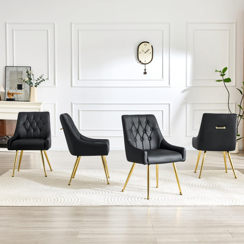 Black Leather Upholstered Dining Chair Set of 2 F67298
