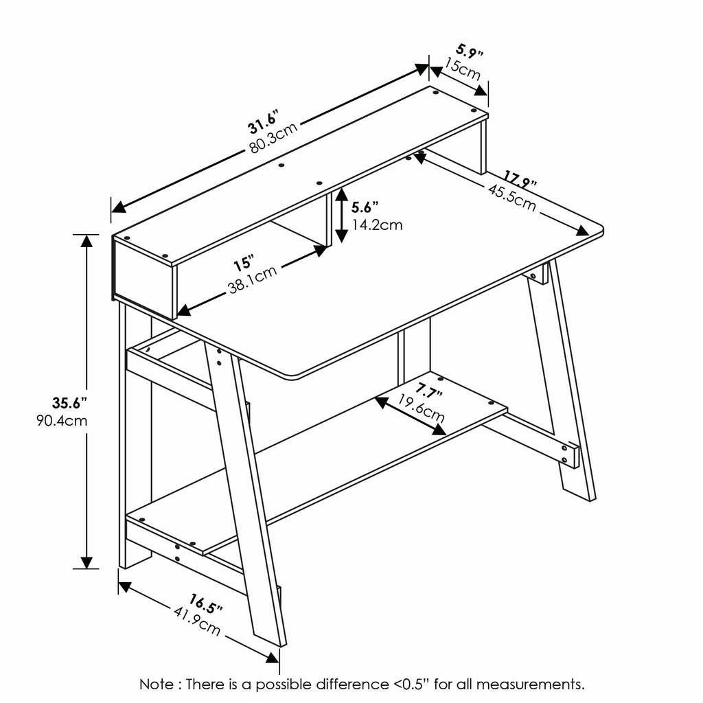 32-Inch Computer Desk with Hutch Shelf K9360