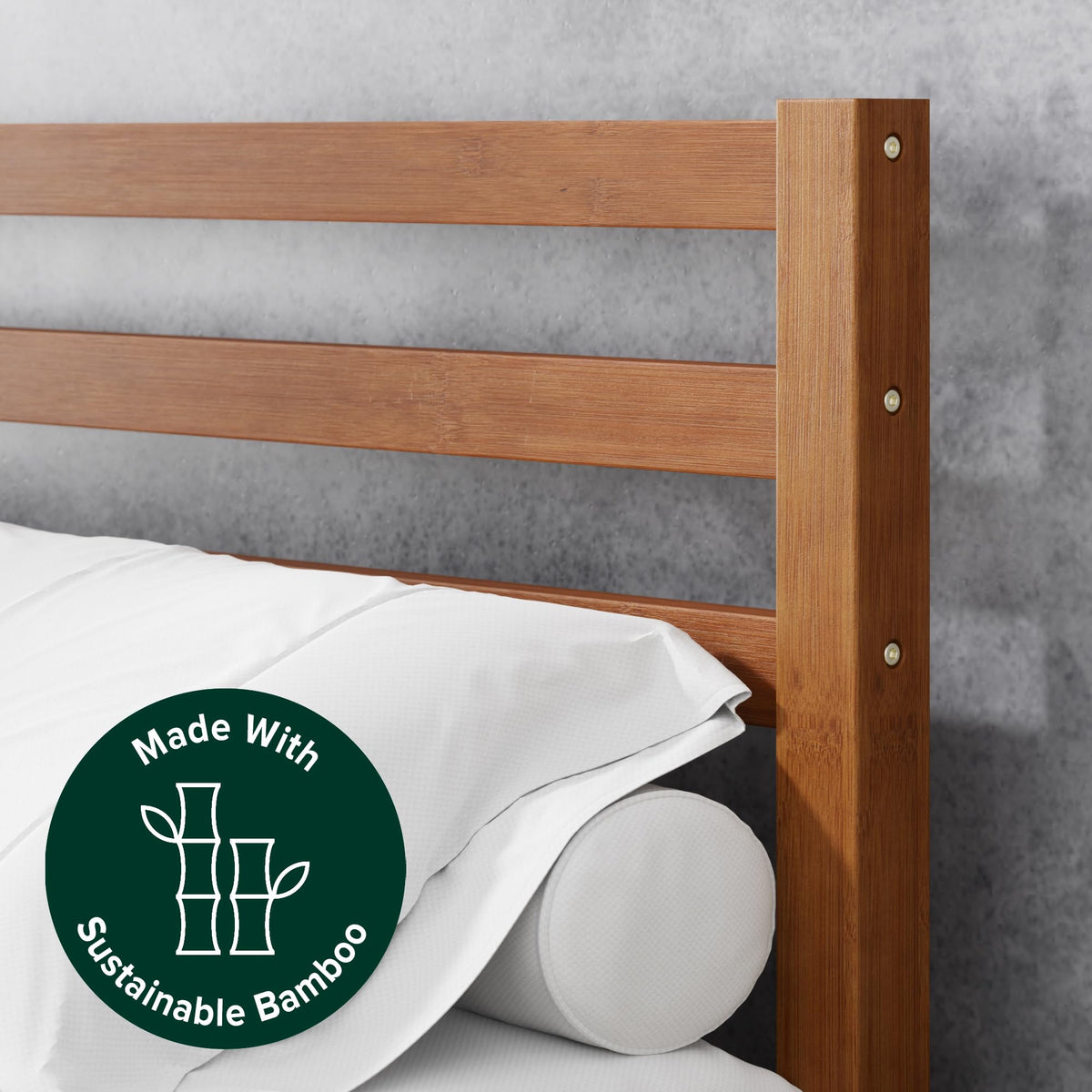 Twin Bamboo Platform Bed Frame with Headboard D21741