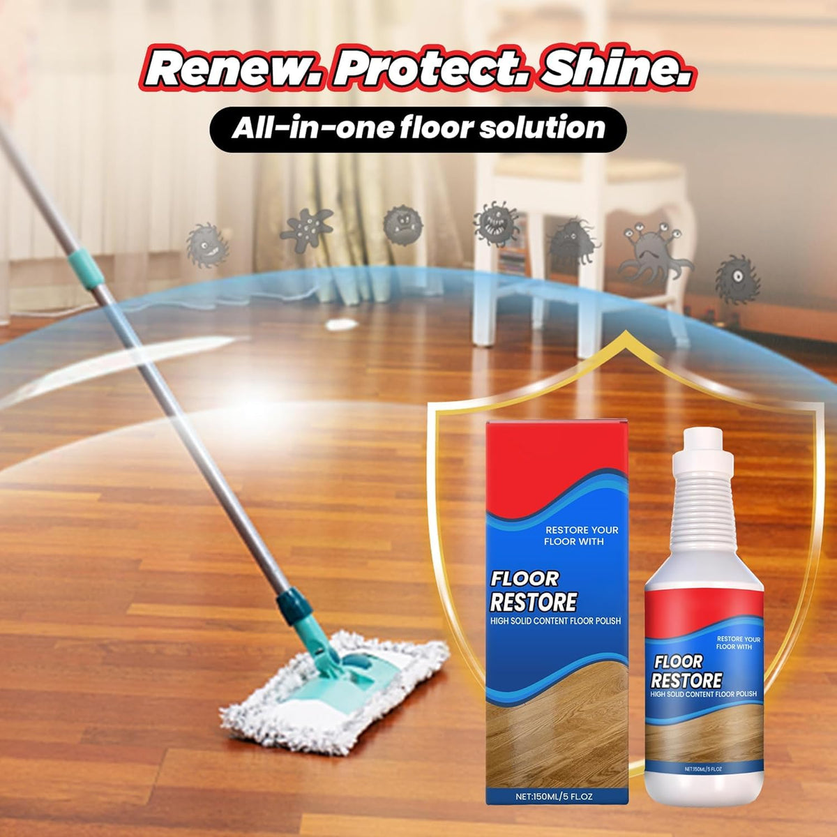 Floor Restore Cleaner, High Solid Content Floor Polish (2 PACK) W68872