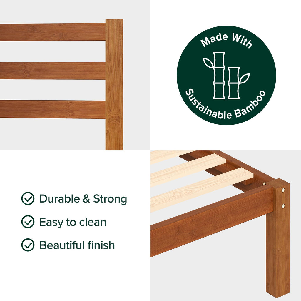 Twin Bamboo Platform Bed Frame with Headboard D21741