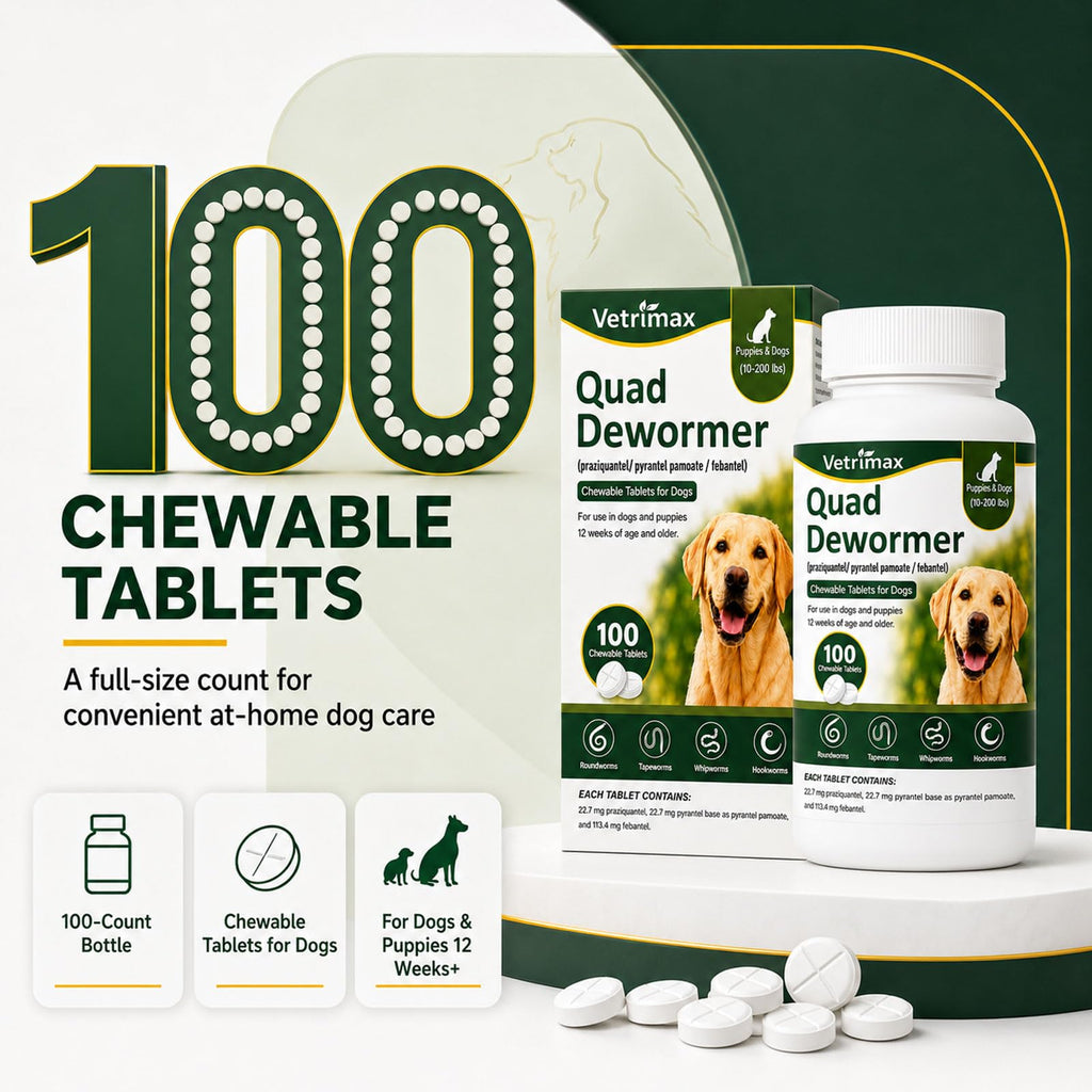Dewormer for Dogs, 4-Way Wormer, 100 Count E3996