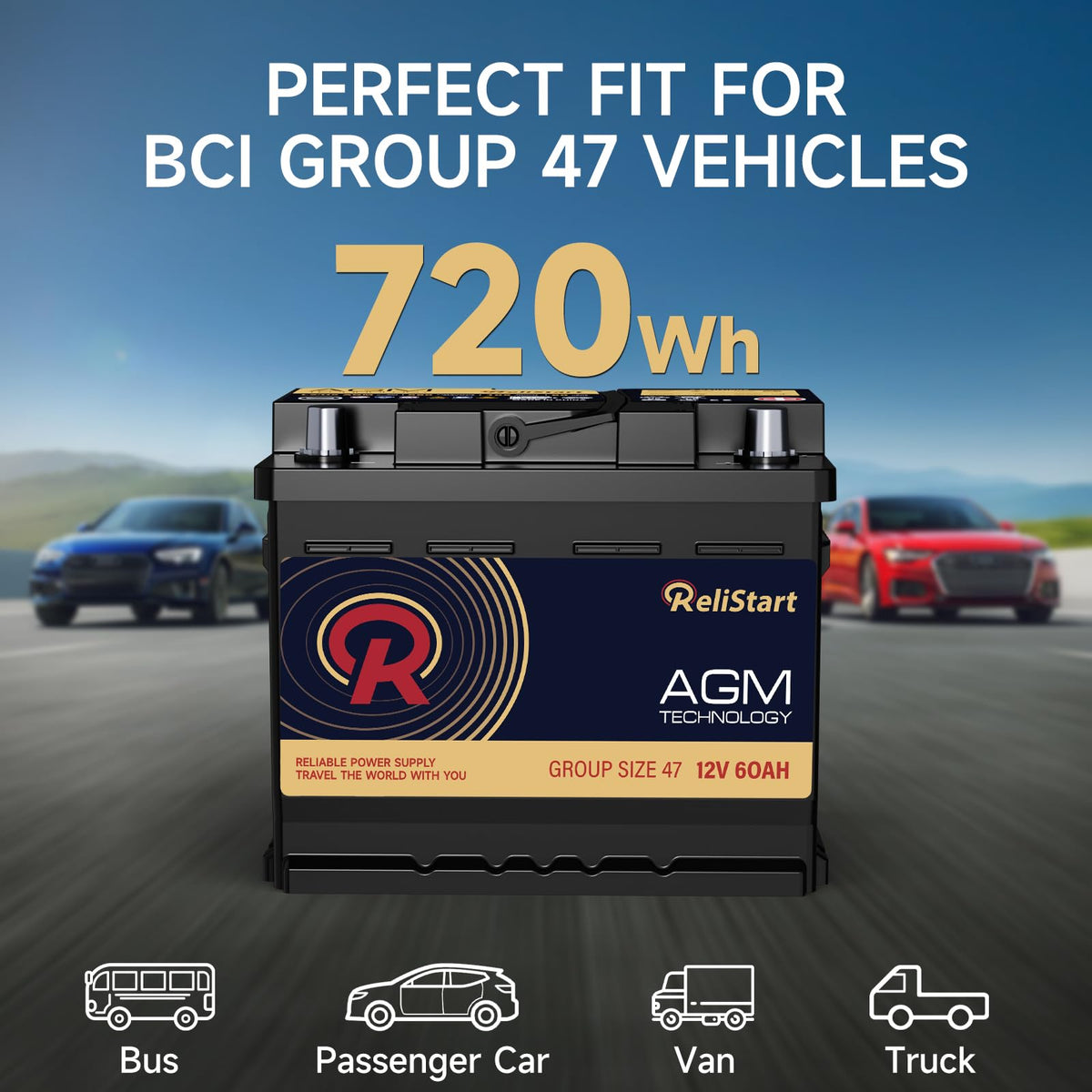 12V 60Ah Group 47 Car Battery G2741