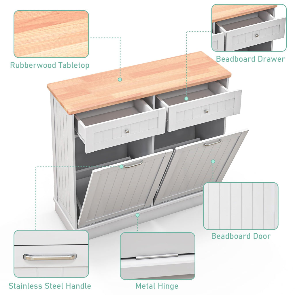 White Double Door Tilt Out Trash Cabinet L88169