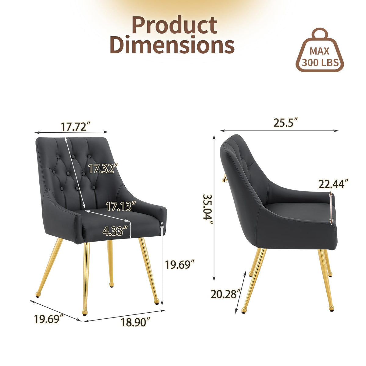 Black Leather Upholstered Dining Chair Set of 2 F67298