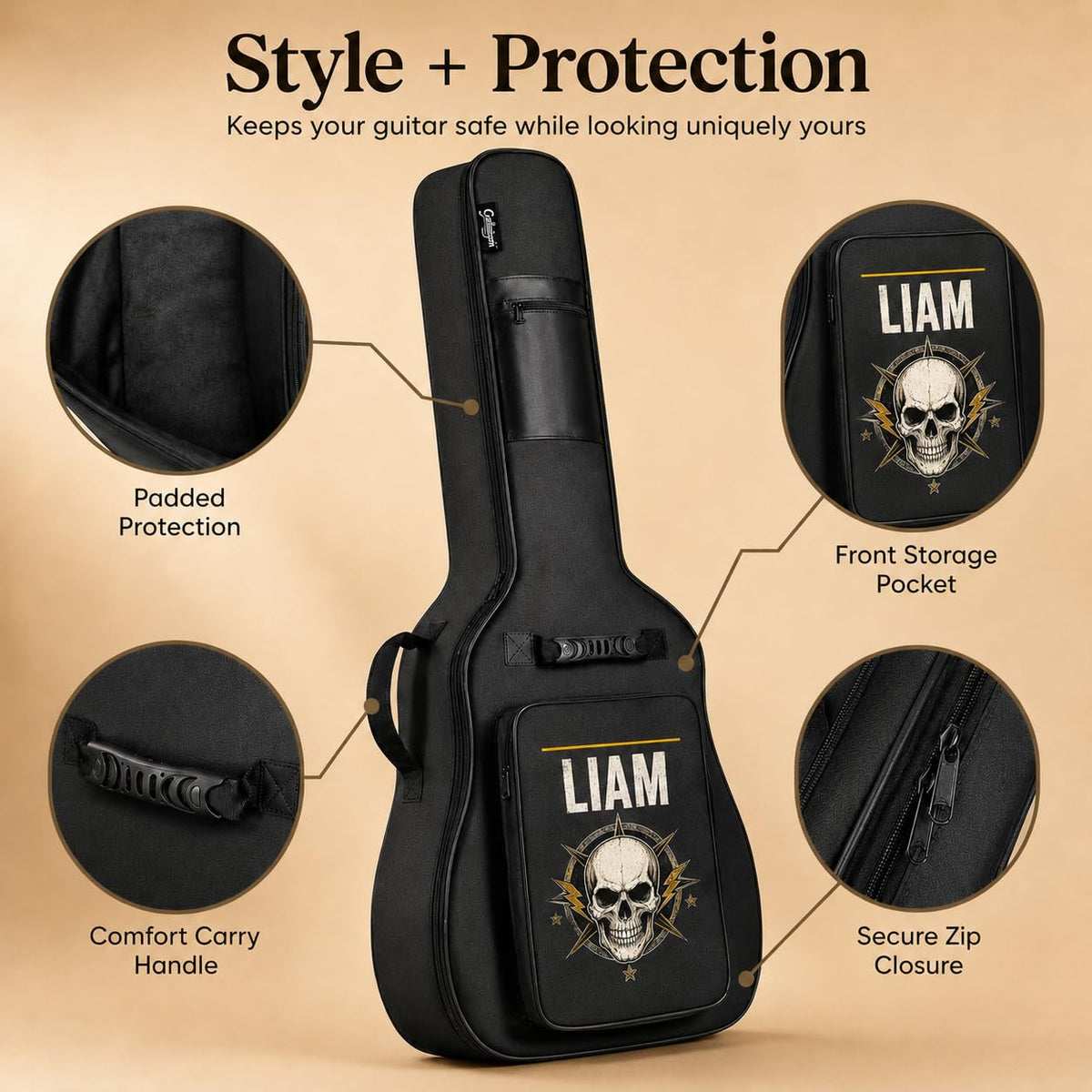 Soft Water Resistant Padded Guitar Gig Bag with Shoulder Straps and Pockets O1989