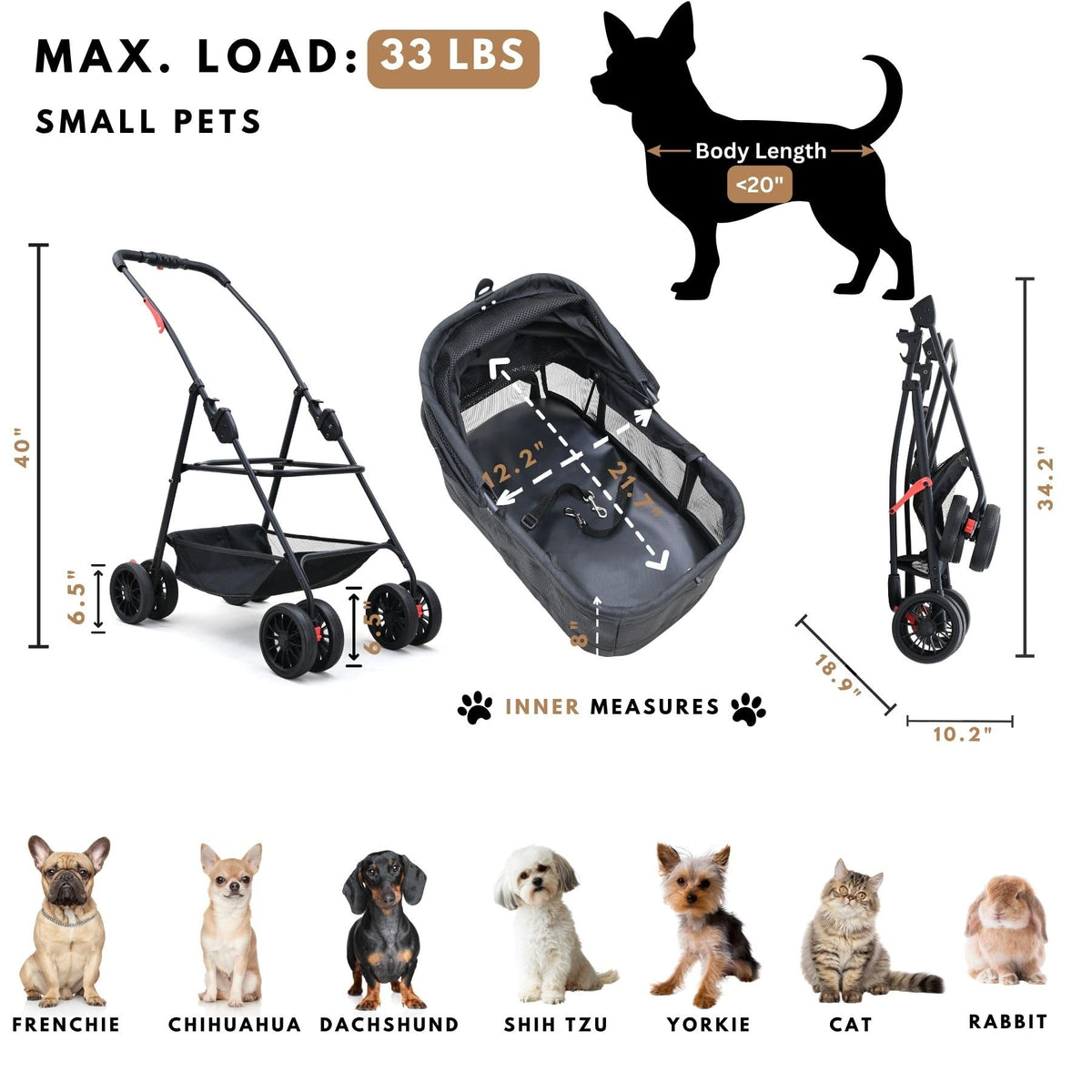 3 in 1 Pet Stroller with Detachable Carrier A77015