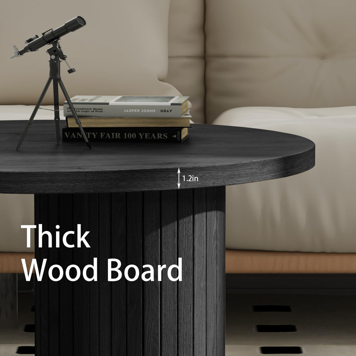 Round Wood Coffee Table with Fluted Legs N5505