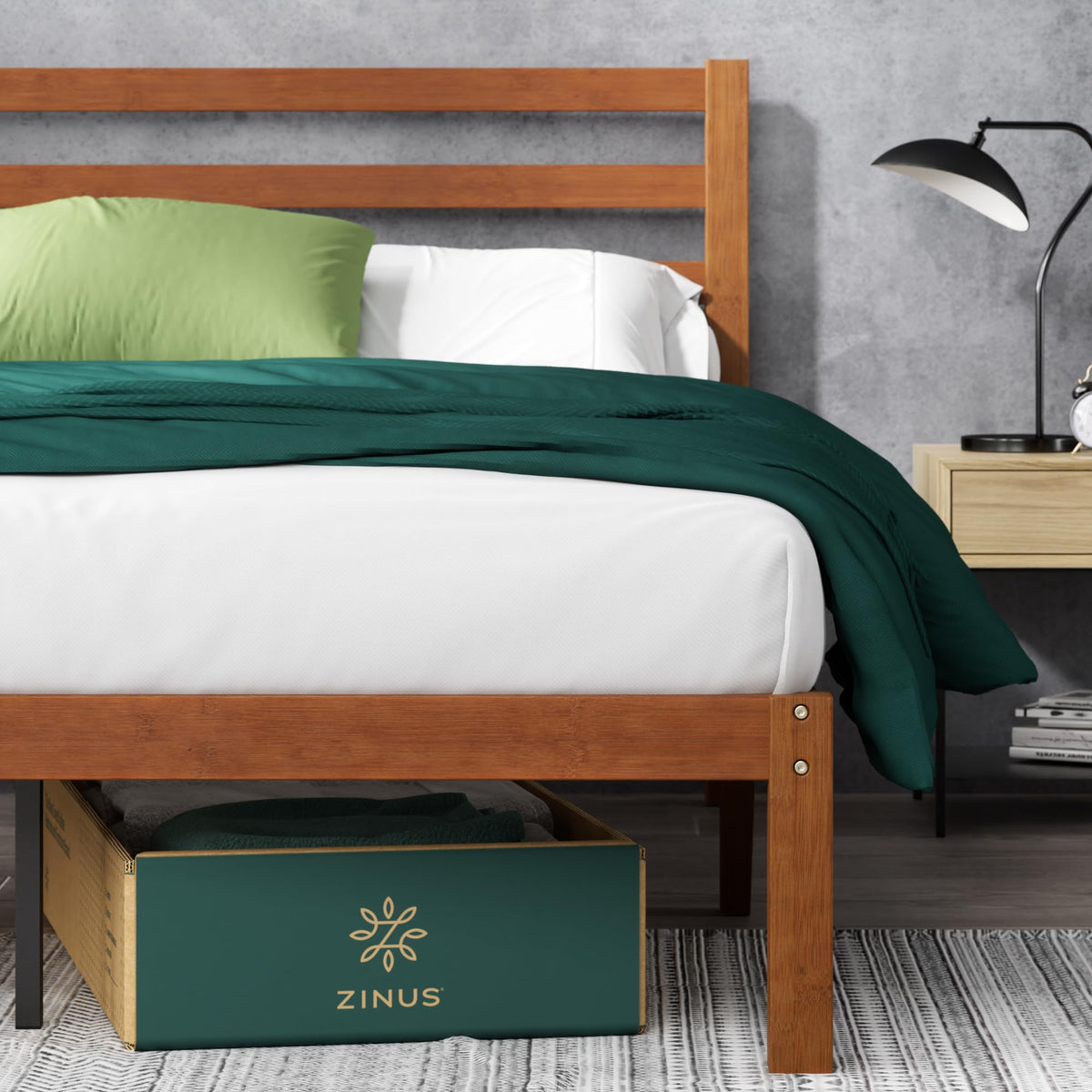 Twin Bamboo Platform Bed Frame with Headboard D21741