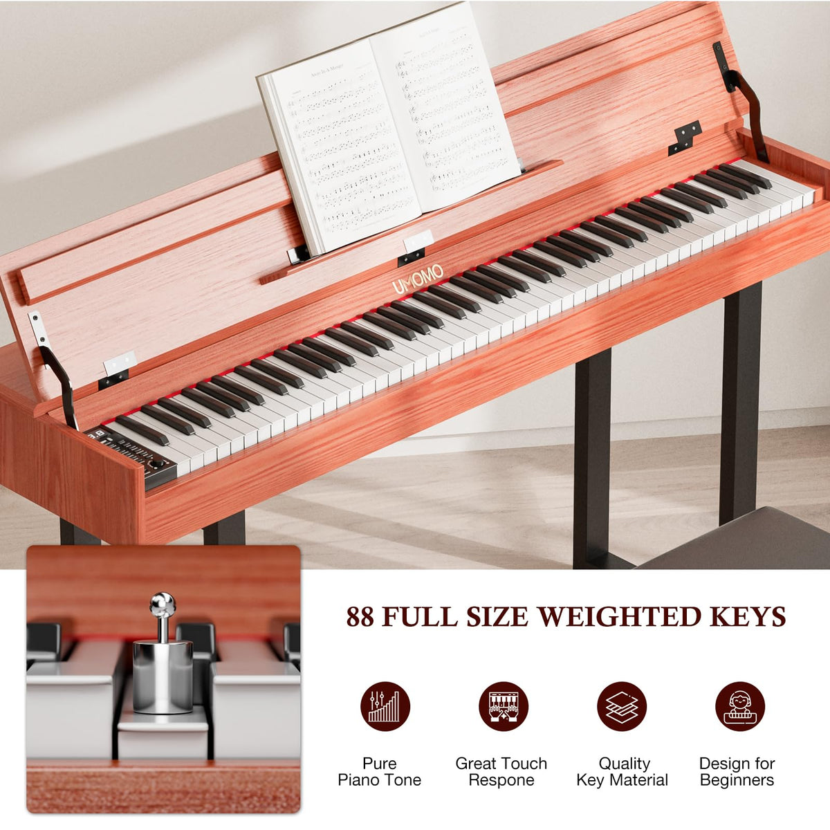 88 Key Weighted Digital Piano with Triple Pedals O973