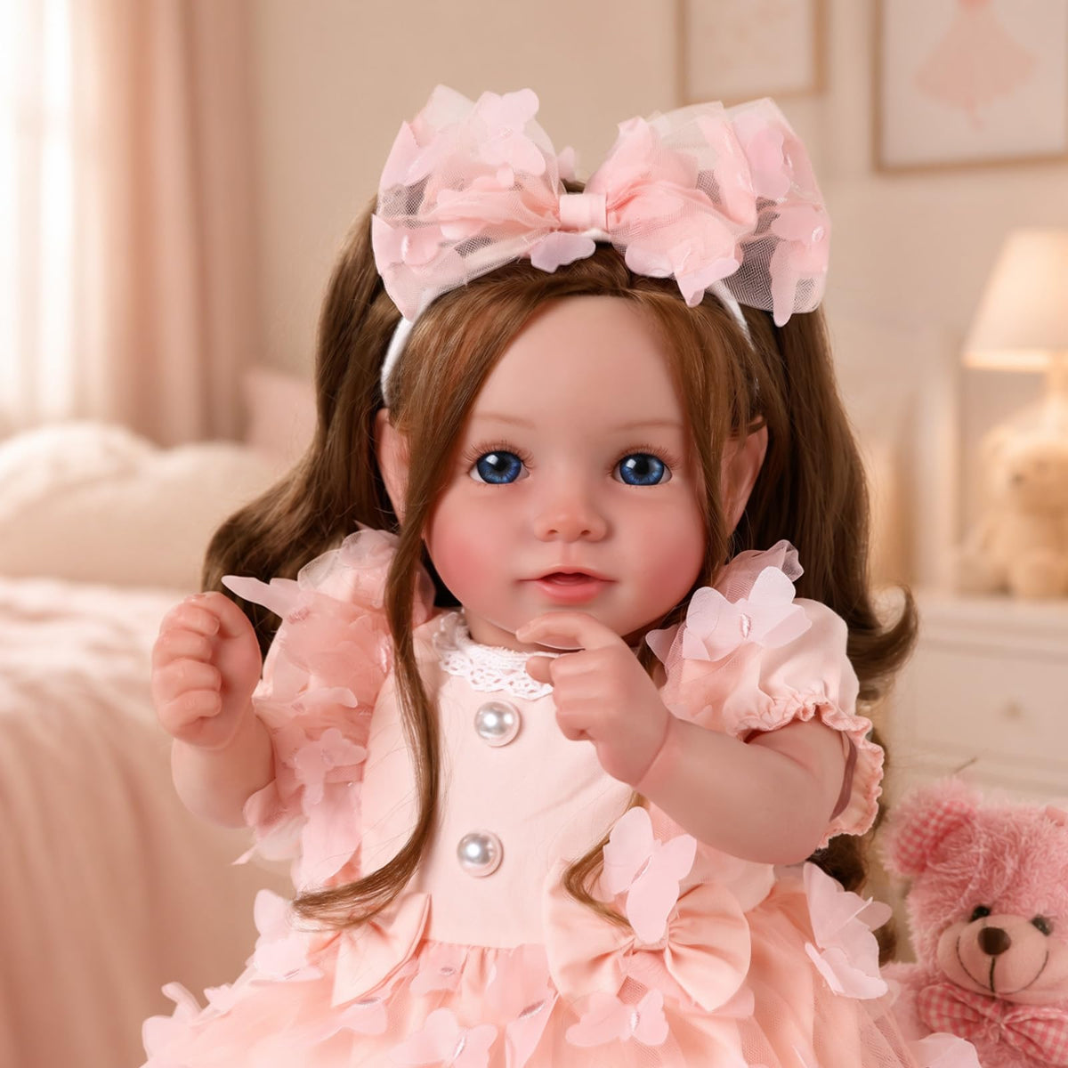 20 Inch Reborn Baby Dolls with Brown Hair A296