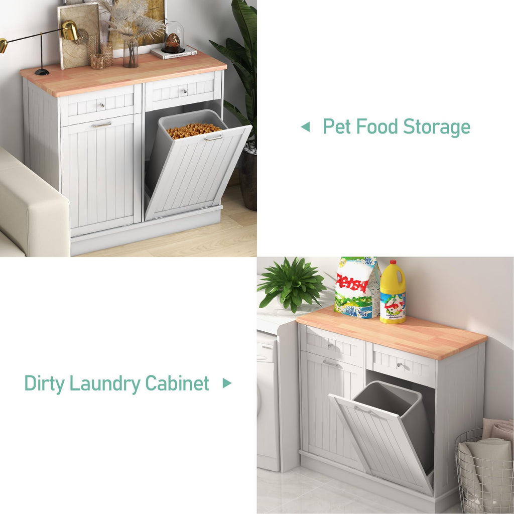 White Double Door Tilt Out Trash Cabinet L88169
