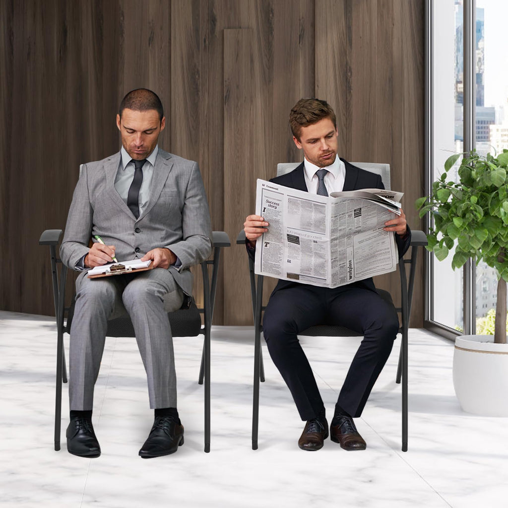 Grey Mesh Back Stacking Arm Chairs T3967