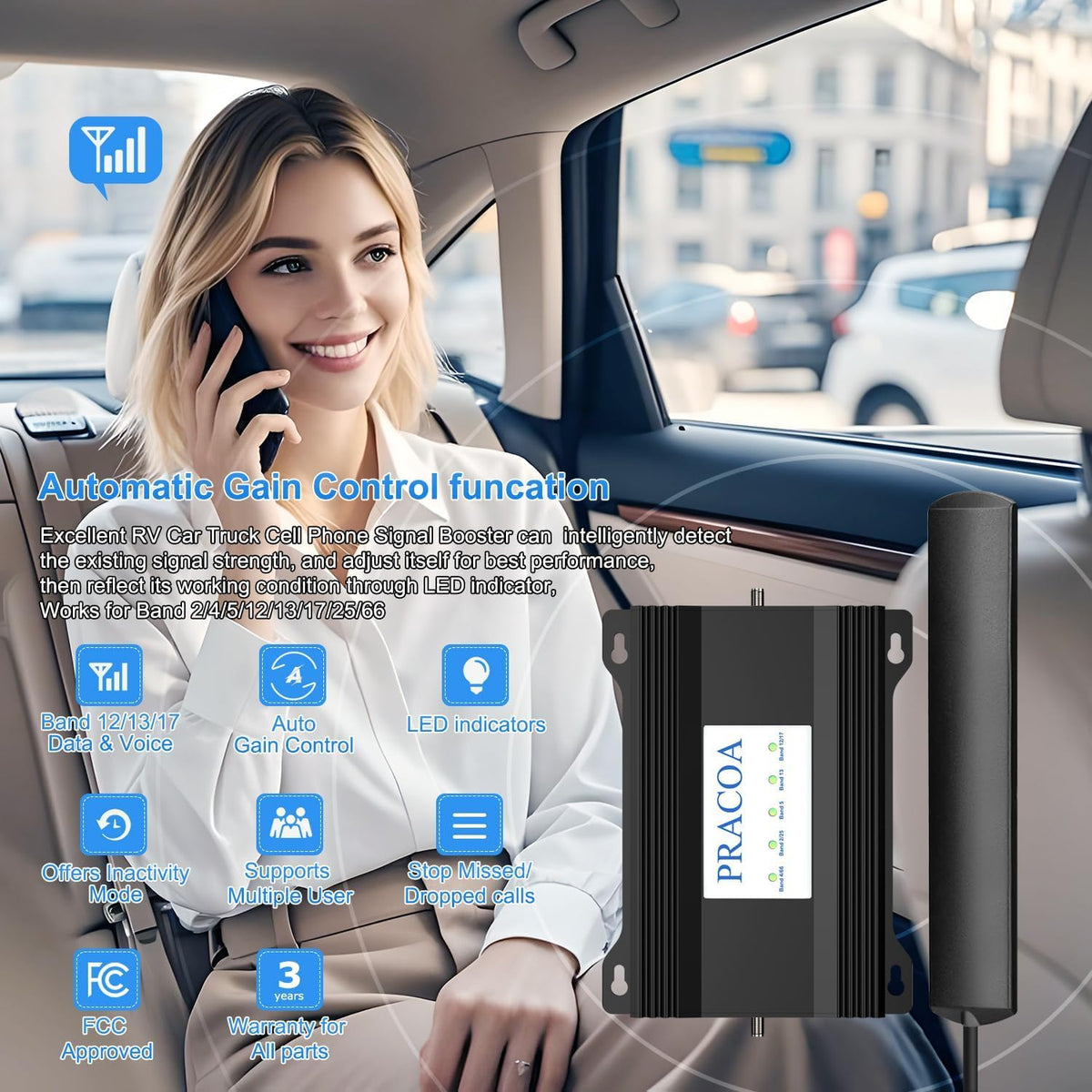 Cell Phone Signal Booster for Car RV SUV 5G 4G LTE U318124