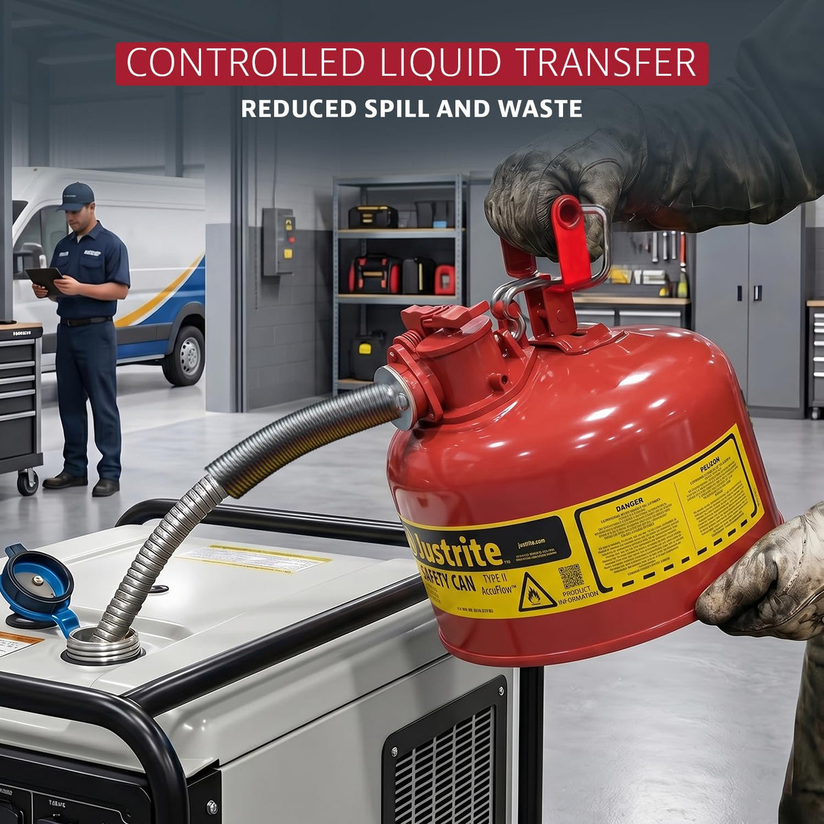 Red Galvanized Steel Gasoline Safety Can Q641
