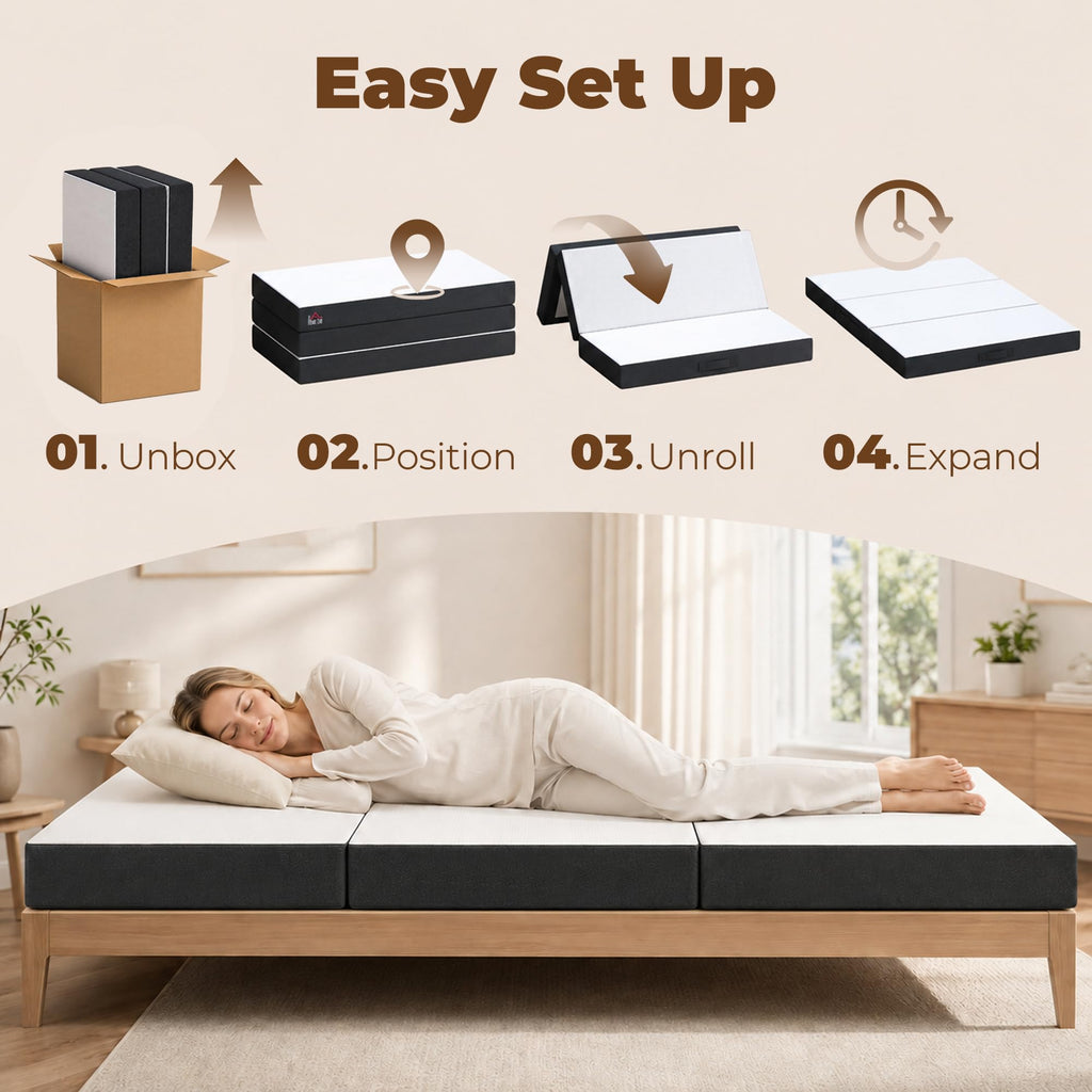 6 Inch Memory Foam Queen Trifold Mattress D4971