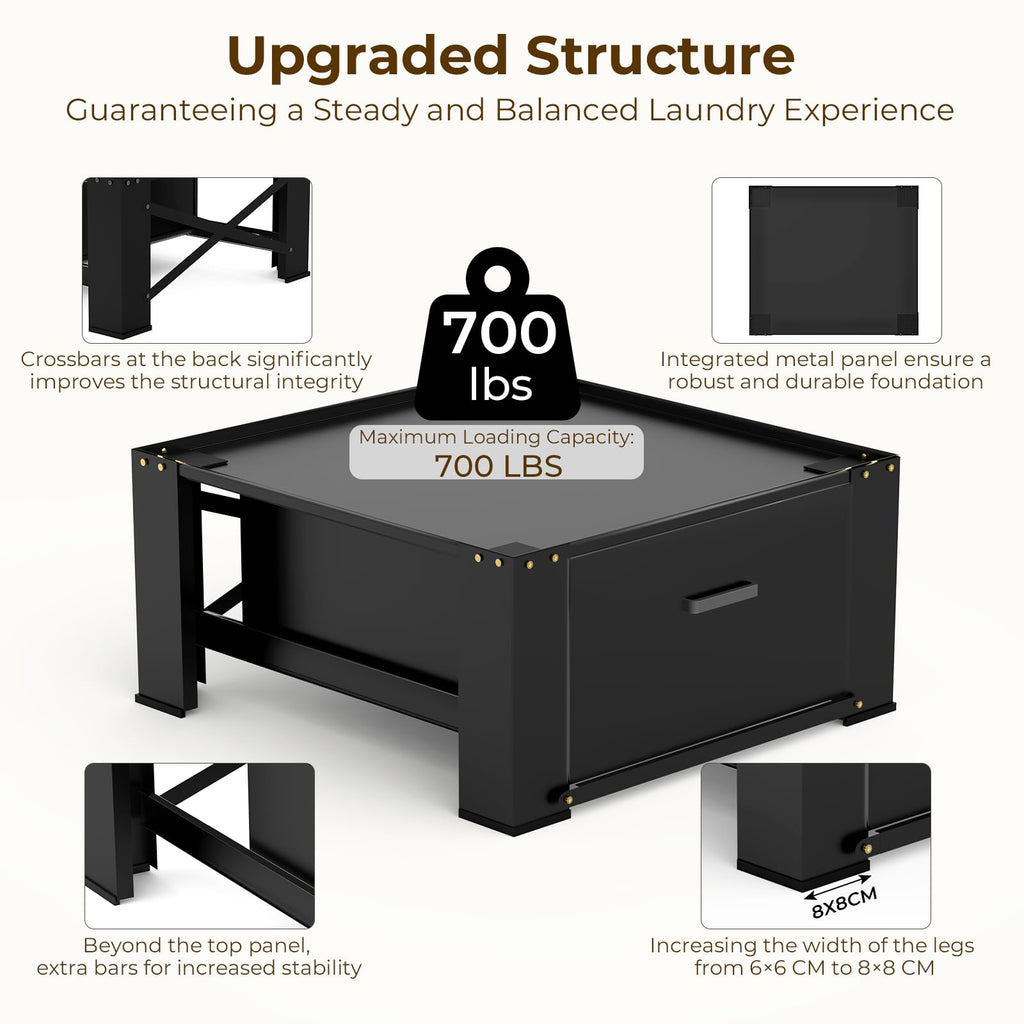 Black Washer and Dryer Pedestal with Drawer V524221