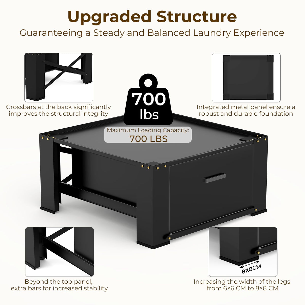 Black Washer and Dryer Pedestal with Drawer V524221