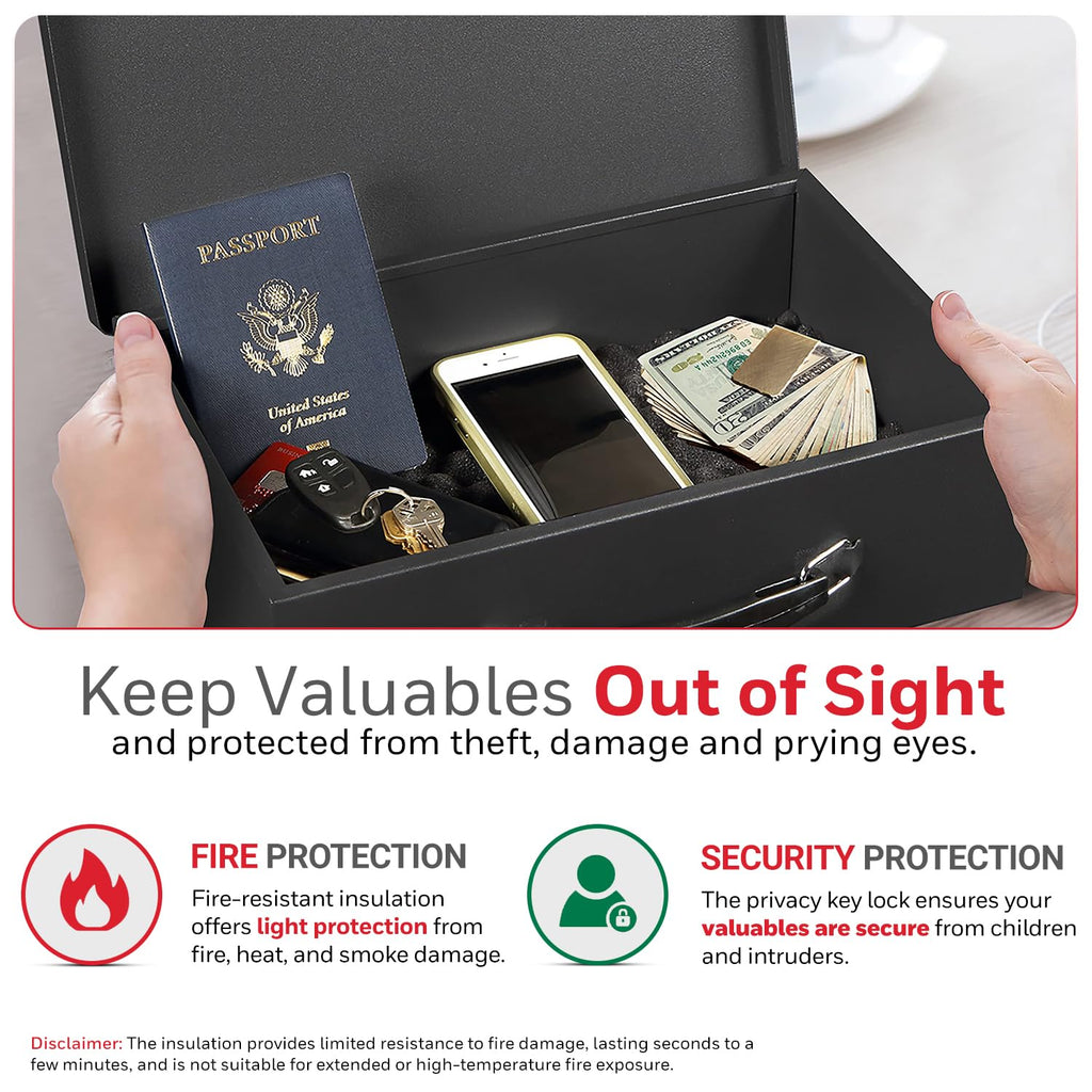 Black Steel Safe Box with Keys J788064