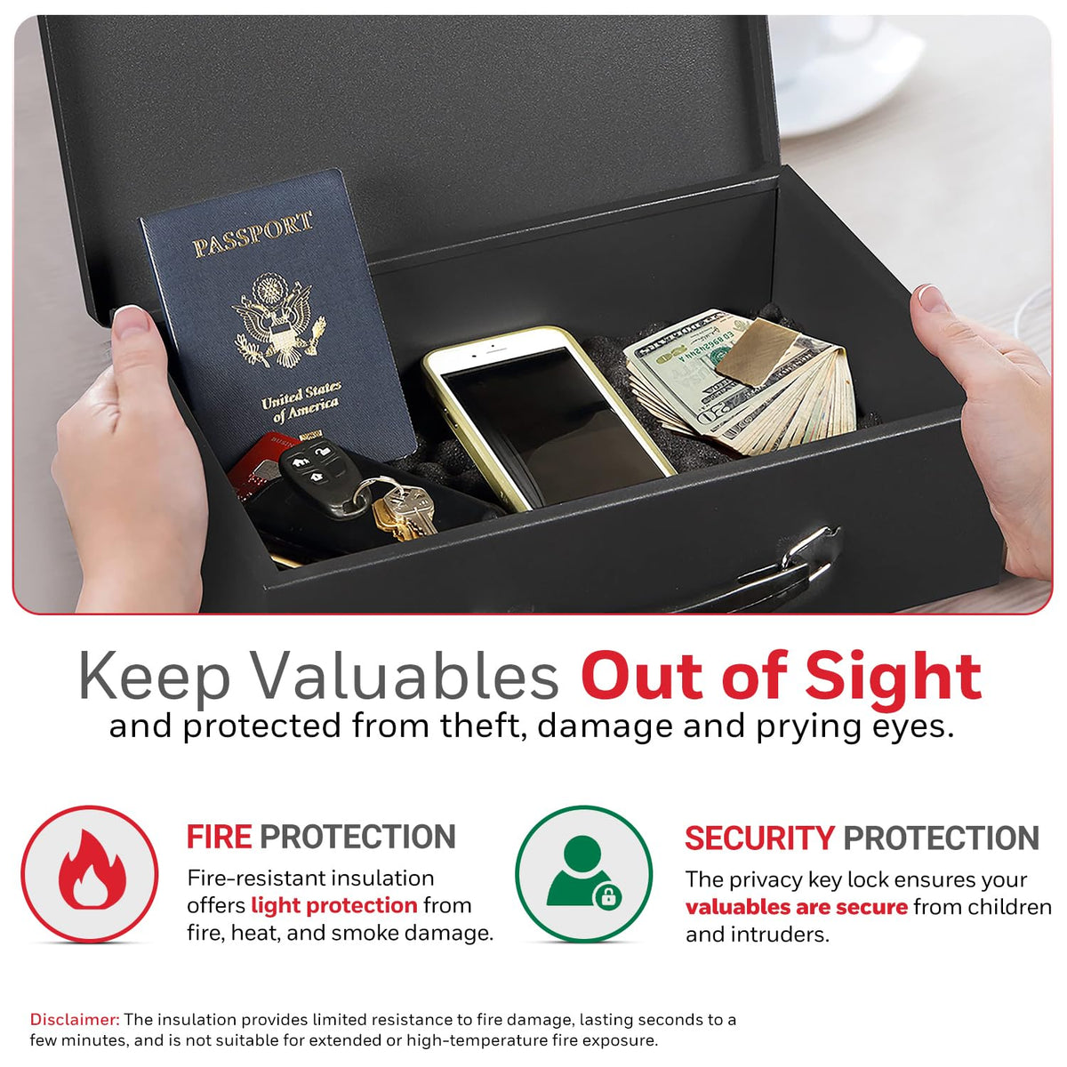 Black Steel Safe Box with Keys J788064